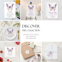 Watercolor purple butterflies - Kids Birthday