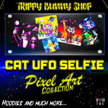 Cat UFO Selfie: Pixel Art