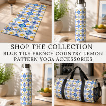 Blue Tile French Country Lemon Pattern Yoga 