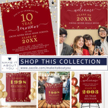 Class Reunion Red Invitations and Party Supplies