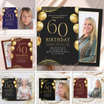 Elegant Women's Birthday Invitations Gold Glitter