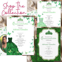 Green Quinceanera Invitations