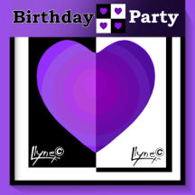 B&W Purple hearts Birthday Party