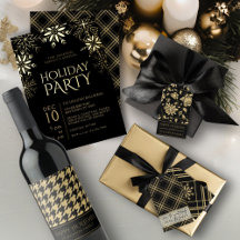 Black and Gold Glitter Glam Christmas & Holiday 