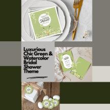 Luxurious Chic Green & Watercolor Bridal Shower