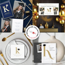 Classic Minimalist Monogram Name & Graduation Cap 