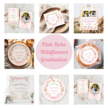 Pink Boho Wildflowers Graduation Party