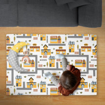 City Road Map Yellow and Gray Pattern for Kids