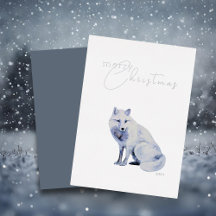Watercolor Winter Arctic Fox