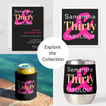 30th Birthday Party Thirty Fabulous Black Hot Pink