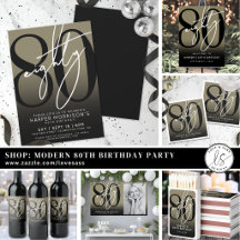 Simple Eighty Elegant Gold 80th Birthday Party