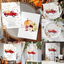 Little Pumpkin Vintage Fall Red Truck Baby Shower