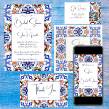 Blue Mexican talavera tiles Spanish Bridal Shower