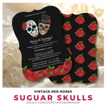 Vintage Red Roses Sugar Skulls