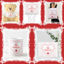 Happy Valentine's Day Cute Stitched Pink Red Heart