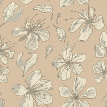 Tossed Blossoms on Light Beige - seamless pattern.