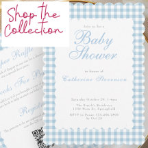 Blue Gingham Classic Minimalist Baby Shower