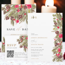 Winter pine floral watercolor elegance Wedding