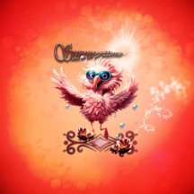 Cute running flamingo welcoming the summertime