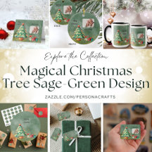 Magical Christmas Tree Sage Green Design 