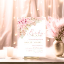 Boho Pampas Orchids Pink Girl Baby Shower