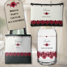 Burgundy Floral Wedding Bridal Party Gifts 