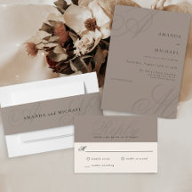 Neutral Taupe Simple Elegant Monogram Wedding