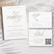 Chic Gold & White Calligraphy Wedding Collection
