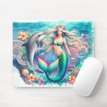 Beautiful Watercolor Mermaid Mouse Pads