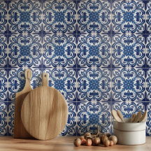 Blue White Mediterranean Bloom Tiles