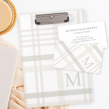 Elegant Plaid Tartan Modern Classic Monogram