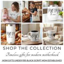 Mom Gifts Under $30 Black Script Mom Established