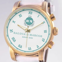 Vintage Floral Monogram Watch with Couple's Names 