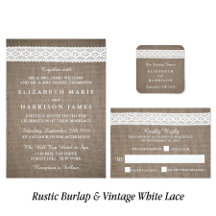 Rustic Burlap & Vintage White Lace Wedding