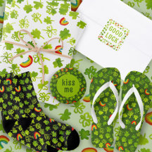 St Patricks Day Shamrocks + Rainbows Watercolor