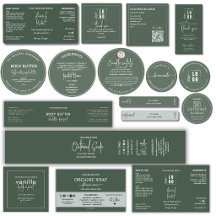 Forest Green Cosmetic Labels & packaging Suite