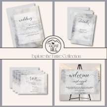 WEDDING   Chic Grey - Pale Gold Watercolor Clouds 