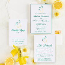 Elegant Lemon Letterpress Wedding Suite
