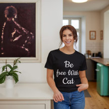 Personalized Cat Typography Women's Black T-Shirt