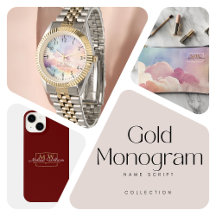 Gold Monogram Name Script