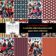 50s Diner Valentine Scrapbook Paper Sheets