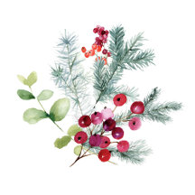 Winter Holly, Pine cones and Greenery Foliage