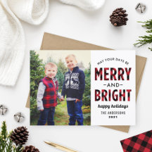Red and Black Buffalo Plaid Holiday Cards