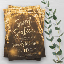 2024 Gold Sweet 16 Invitations 