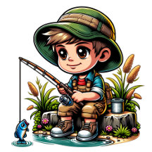 Little cartoon Boy Fishing