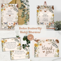 Rustic Floral Butterfly Gender Neutral Baby Shower