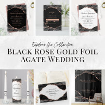 Elegant Black Rose Gold Foil Agate Wedding Suite