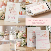 We Can Bearly Wait Aviator Bear Girl Baby Shower