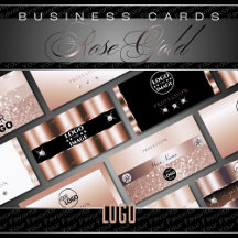 Business Cards Logo Rosegold Luxe Glam Glitter