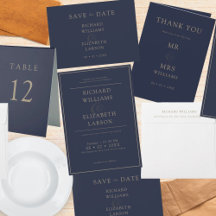 Modern Blue Simple Clean Minimal Wedding